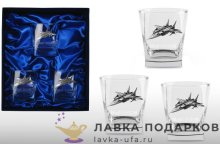 Олово / Стаканы для виски с оловянным барельефом «МиГ - 31» в наборе (3 шт) + футляр ВС_7039 