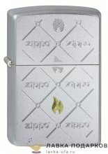 Zippo / Зажигалка 205 «Пламя в клетку с лого Zippo» 56 х 36 х 12 мм. хром полированный 