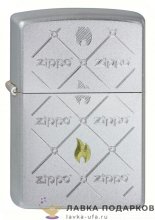 Zippo / Зажигалка 205 «Пламя в клетку с лого Zippo» 56 х 36 х 12 мм. хром полированный 