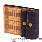 Макей / Зажим для денег из натур кожи на кнопке «Шотландия» 12 х 08 см. цв. коричневый 068_1103 