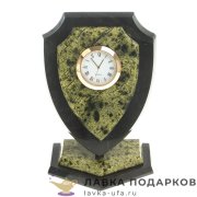 УК / Часы настольные из камня «Щит» 16 х 11 х 07 см. змеевик светлый 113.550 