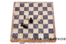 ИГ / Шахматы сувенирные 20х20 см камень в деревянном ларце Индия Иг-8ш 