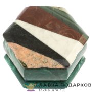 Камень / Шкатулка с зеркалом «Мозаика - 6 граней» 15 х 13 х 07 см. змеевик 5005 
