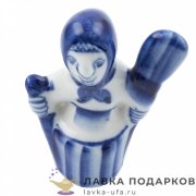 Гжель / Статуэтка Гжель «Баба-Яга» 09х06 см — авт. Денисов Г.В. 