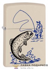 Zippo / Зажигалка 216 «Рыбак» 56 х 36 х 12 мм. крем матовый 