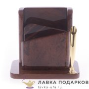 УК / Подставка - визитница из камня «» 13 х 10 х 11 см. обсидиан 1964 