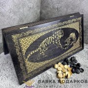 Нарды средние «Тигры» 48 х 24 х 04 см. черный + золото 060_12  