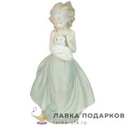 Seltmann / Фигурка «Девочка идет с щенком на руках» 30 х 20 см. пастель позолота ХР_075 