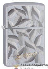 Zippo / Зажигалка 29908 «Листопад с лого Zippo» 56 х 36 х 12 мм. хром полированный 