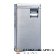 КП / Зажигалка газовая S.Quire 72х42 мм серый — турбо с двойным пламенем и пробойником FL011-Steel 