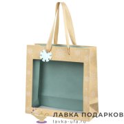 УП / Пакет подарочный «Снежинки» 20х8х20см бумага крафт окно горизонтальный малый 592444 