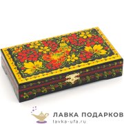 НП / Шкатулка расписная «Купюрница» 18 х 10 см.  ЖАР-ПТИЦА цв. черно-красный 