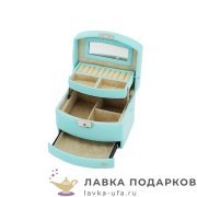 ИНТ / Шкатулка Jardin с замком раздвижная «3 яруса» 16х13х12см экокожа бирюзовый P-6207-C 