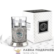 КМН / Подстаканник Кольчугино «Миру Мир» со стаканом (хрусталь), эмаль, никель, Советский 