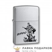 Zippo / Зажигалка 205 «Охотник с лого Zippo» 56 х 36 х 12 мм. хром полированный 