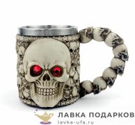 П-М / Кружка пивная «Скелет - глаза» 450 мл. цв. белый  (металл внутри) 4487 