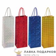 УП / Пакет подарочный «Голография» 13х10х36см бумага ассорти вертикальный узкий малый 606608 