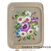 НП Ж / Поднос жостовский «Песенка» 33 х 26 см. светлый фон НХПР_А_13 7 м 