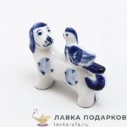 Гжель / Фигурка года «Собака с птичкой» 10 х 05 х 08 см. авт. Неплюев В.В. 