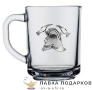 ПС / Кружка стеклянная «Пожарник» 250мл оловянный барельеф Ч-6065 