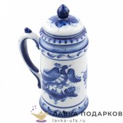 Гжель / Кружка пивная с крышкой «Клеверок» 500 мл, 19 х 12 х 09 см авт. Хазов В.Н.  