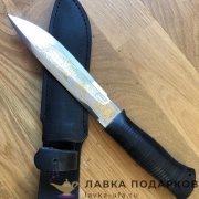 Златоуст / Нож туристический «Фокс 2», сталь ЭИ-107, рукоять кожа + текстолит, позолота 