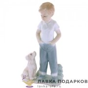 Seltmann / Фигурка «Мальчик и щенком» 15 х 10 см. пастель ХР_3034 