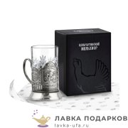 КМН / Подстаканник Кольчугино «Танк Т-34» со стаканом (хрусталь), никель, Меценат 