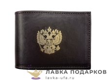 МК / Обложка для удостоверения Макей, натуральная кожа, вставка «Герб РФ», коричневая (003-09-00) 