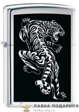 Zippo / Зажигалка бензиновая Zippo 207 «Тигр на черном» цв. хром матовый 