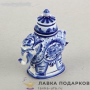 Гжель / Чайница «Слон» 3 х 12 см  