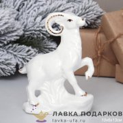 B-Ф / Статуэтка «Коза» большая 13см белая позолота фарфор сувенир символ года B5554 