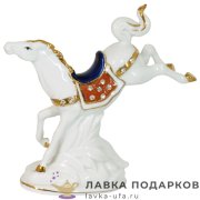 HB - Ф / Статуэтка «Лошадь гнедая», фарфор со стразами, высота 15 см., цветная B-2191 