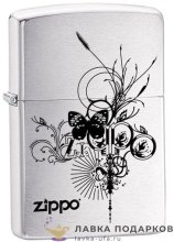 Zippo / Зажигалка 24800 «Бабочка с лого Zippo» 56 х 36 х 12 мм. хром полированный  