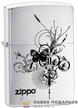 Zippo / Зажигалка 24800 «Бабочка с лого Zippo» 56 х 36 х 12 мм. хром полированный  