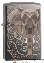 Zippo / Зажигалка 49074 «Слон необычный» 56 х 36 х 12 мм. цвет черный глянец 