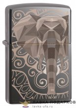 Zippo / Зажигалка 49074 «Слон необычный» 56 х 36 х 12 мм. цвет черный глянец 