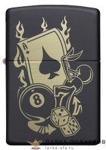Zippo / Зажигалка 49257 «Азартные игры» 56 х 36 х 12 мм. черный матовый  