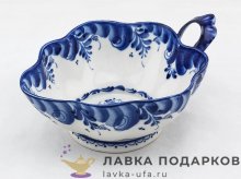 Гжель / Салатник «Лист» (№2) 08 х 19 х 15 см, авт. Шлык А.Н. 