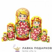 НП-М / Матрешка семеновская «Катюша» 7 мест, 21 см. букет желто-красный 