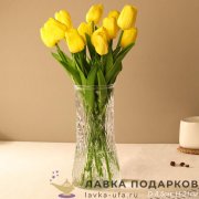 ИНТ / Ваза для цветов «Цилиндр» прозрачная фактурная 21 см стекло WRD-173 