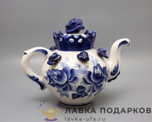 Гжель / Чайник «В розах» 650 мл  23 х 29 х 18 см . авт. Азарова Л.П. 