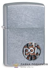 Zippo / Зажигалка 29872 «Кнопка с лого Zippo» 56 х 36 х 12 мм. хром состаренный  