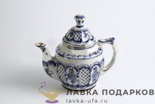 Гжель / Чайник «К самовару» 17 х 11 х 19 см. v-750 мл. позолота авт. Голубенков Н.А.  