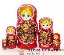НП / Матрешка Полхов-Майдан «Букет Валентина» 5 кукол, 18 см. цв. красный  + золото 