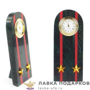 УК / Настольные часы «Погон подполковник МВД» 6х15см змеевик ведомственные сувенирные 1316669мс 