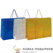 ПЛ / Пакет подарочный Сказка «Голография», 3 цвета асс., горизонтальный, 45х13х33 см (L) 606609 