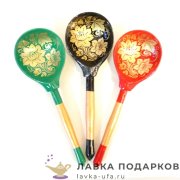 НП-Р / Ложка деревянная с росписью «Кудрина золотая» большая, 21 см.  7101 
