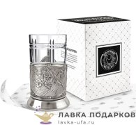 КМН / Подстаканник Кольчугино «Тройка» со стаканом (хрусталь), никель, Новая 