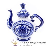 Гжель / Чайник «Лесной цветок» 1000 мл, h=26 см авт. Некрасова Н.А.   
